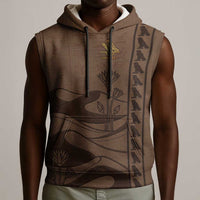 Imenet Sunlit Temple Columns Sleeveless Hoodie with Ancient Egyptian Offering Scene