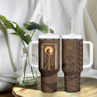 Imenet Sunlit Temple Columns Tumbler With Handle with Ancient Egyptian Offering Scene