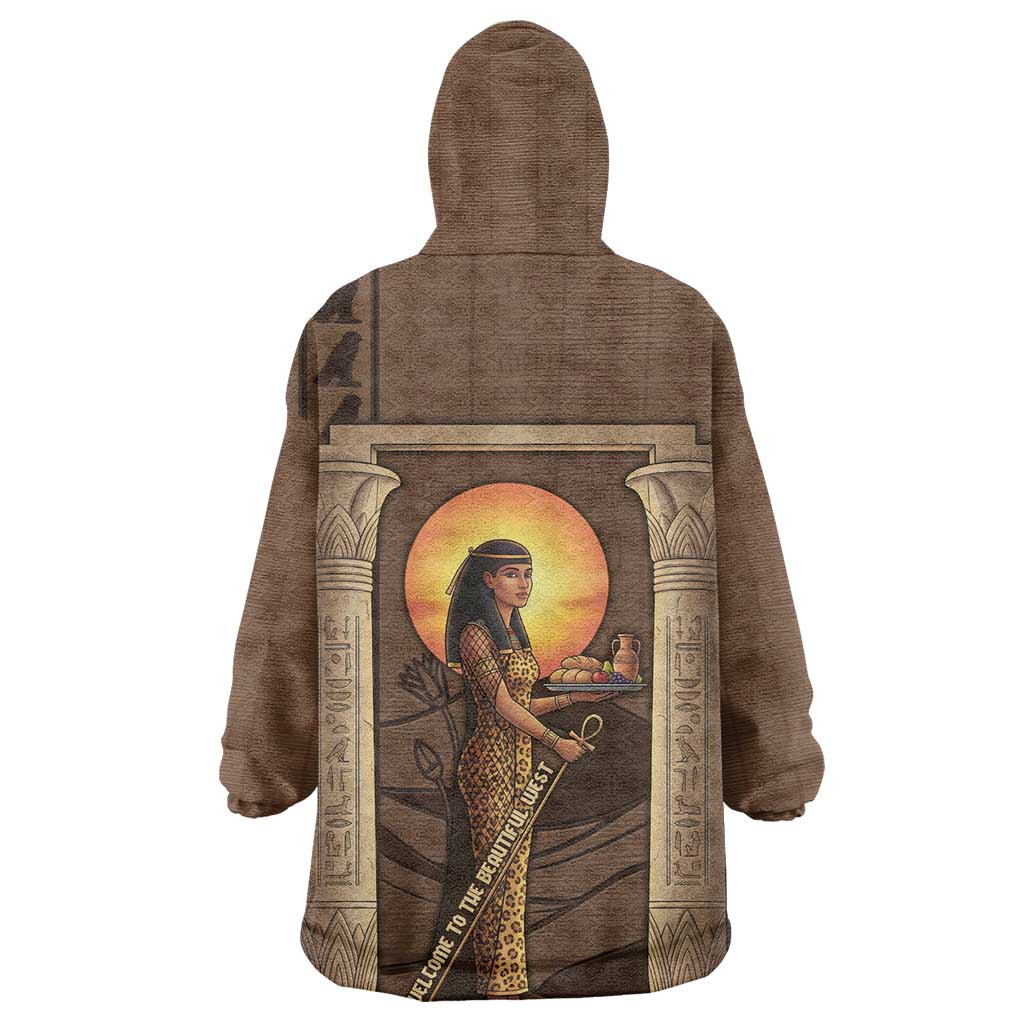 Imenet Sunlit Temple Columns Wearable Blanket Hoodie with Ancient Egyptian Offering Scene