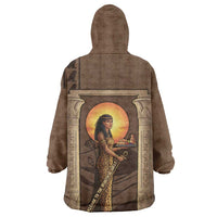 Imenet Sunlit Temple Columns Wearable Blanket Hoodie with Ancient Egyptian Offering Scene