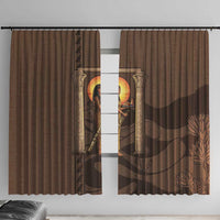 Imenet Sunlit Temple Columns Window Curtain with Ancient Egyptian Offering Scene