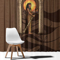 Imenet Sunlit Temple Columns Window Curtain with Ancient Egyptian Offering Scene