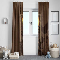 Imenet Sunlit Temple Columns Window Curtain with Ancient Egyptian Offering Scene
