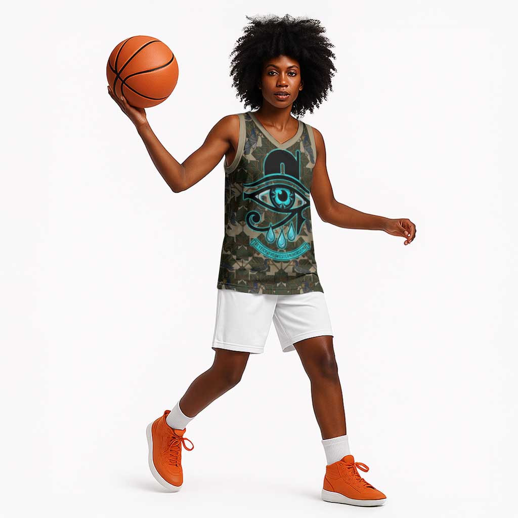 Imentet Egyptian Basketball Jersey with Eye of Horus and Eternal Tree in Afterlife