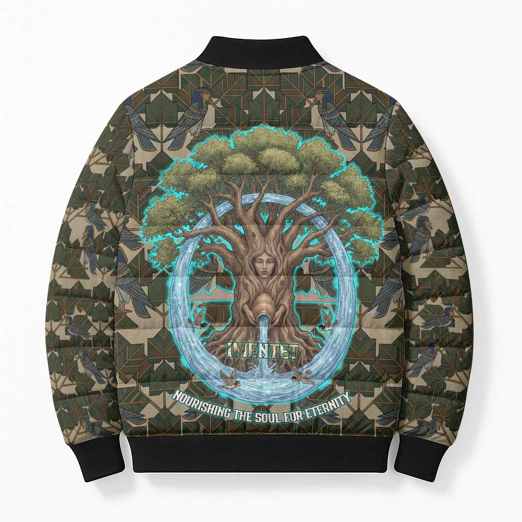 Imentet Egyptian Bomber Puffer Jacket with Eye of Horus and Eternal Tree in Afterlife