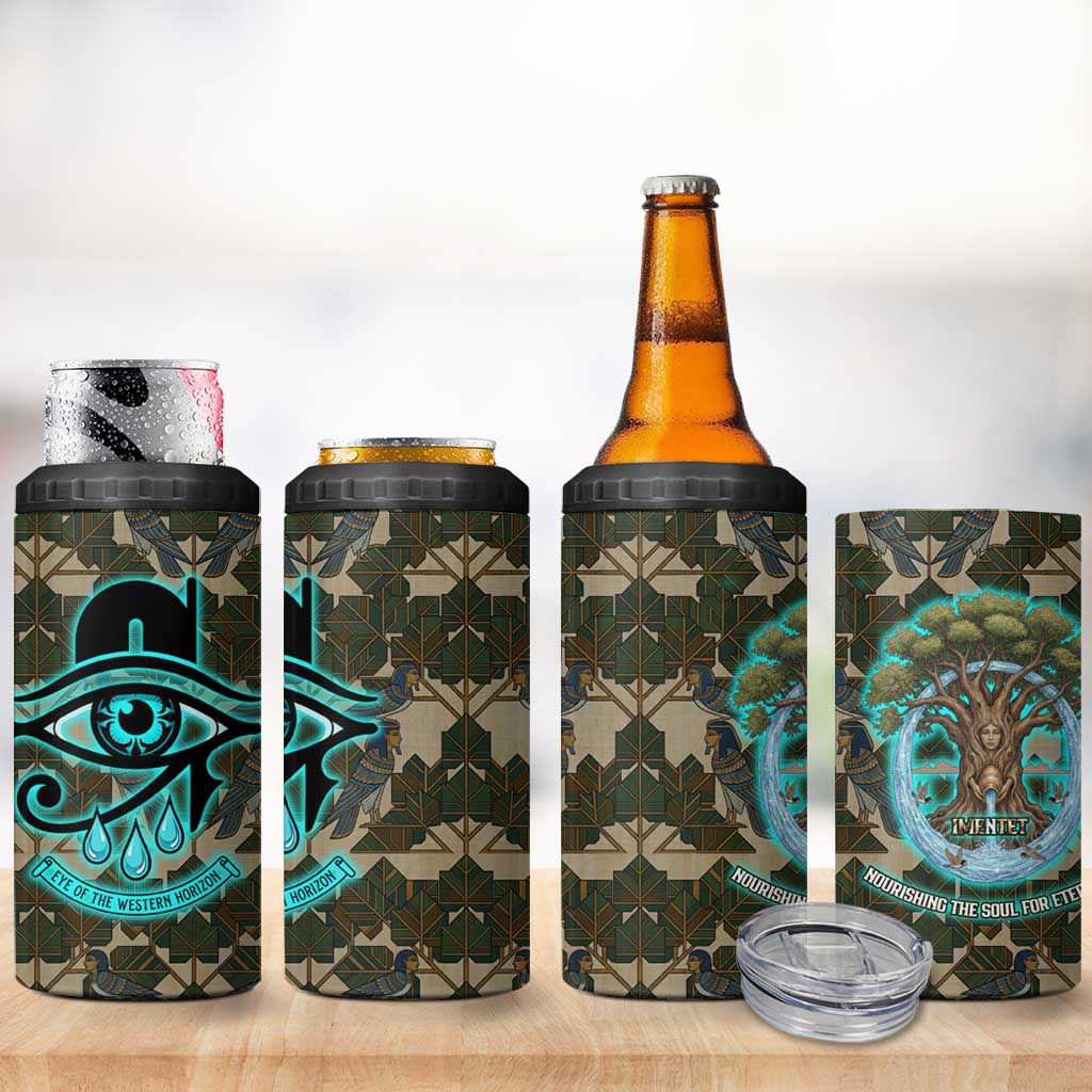 Imentet Egyptian 4 in 1 Can Cooler Tumbler with Eye of Horus and Eternal Tree in Afterlife