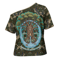 Imentet Egyptian Cross Shoulder Shirt with Eye of Horus and Eternal Tree in Afterlife