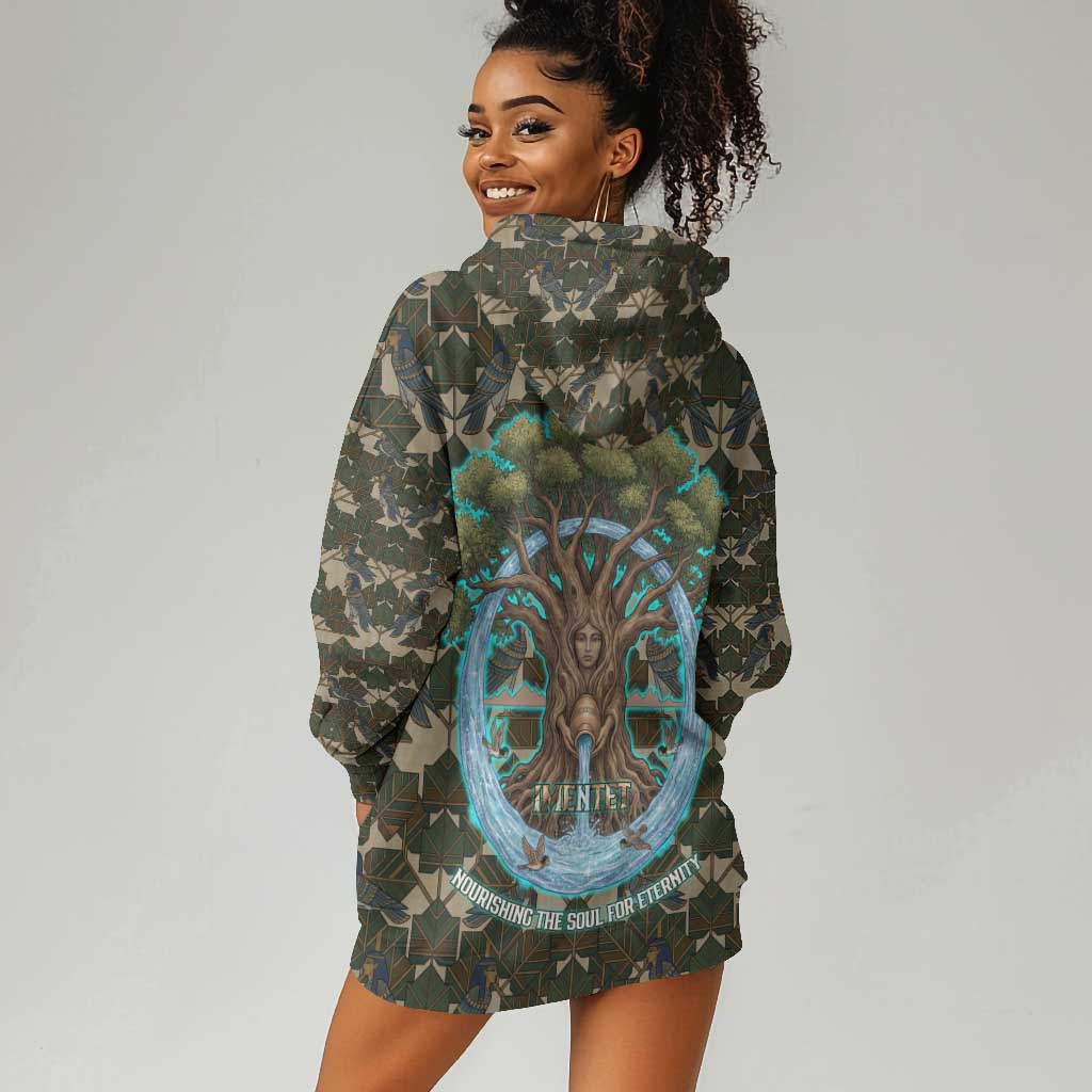 Imentet Egyptian Hoodie Dress with Eye of Horus and Eternal Tree in Afterlife