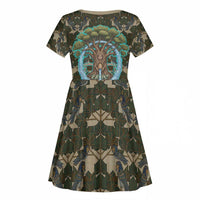 Imentet Egyptian Kid Short Sleeve Dress with Eye of Horus and Eternal Tree in Afterlife
