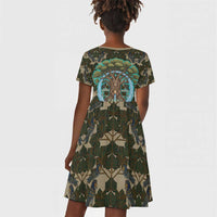 Imentet Egyptian Kid Short Sleeve Dress with Eye of Horus and Eternal Tree in Afterlife
