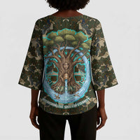 Imentet Egyptian Kimono Sleeve Blouse with Eye of Horus and Eternal Tree in Afterlife