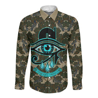 Imentet Egyptian Long Sleeve Button Shirt with Eye of Horus and Eternal Tree in Afterlife