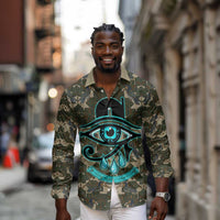 Imentet Egyptian Long Sleeve Button Shirt with Eye of Horus and Eternal Tree in Afterlife