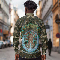 Imentet Egyptian Long Sleeve Button Shirt with Eye of Horus and Eternal Tree in Afterlife