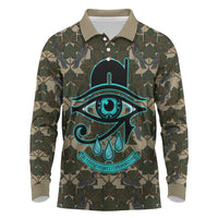 Imentet Egyptian Long Sleeve Polo Shirt with Eye of Horus and Eternal Tree in Afterlife
