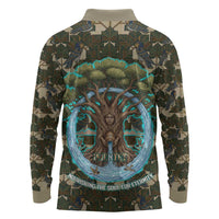 Imentet Egyptian Long Sleeve Polo Shirt with Eye of Horus and Eternal Tree in Afterlife