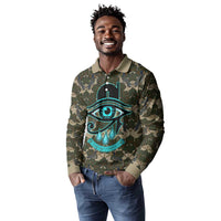 Imentet Egyptian Long Sleeve Polo Shirt with Eye of Horus and Eternal Tree in Afterlife