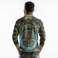 Imentet Egyptian Long Sleeve Polo Shirt with Eye of Horus and Eternal Tree in Afterlife