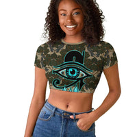 Imentet Egyptian Raglan Cropped T shirt with Eye of Horus and Eternal Tree in Afterlife