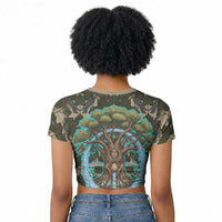 Imentet Egyptian Raglan Cropped T shirt with Eye of Horus and Eternal Tree in Afterlife