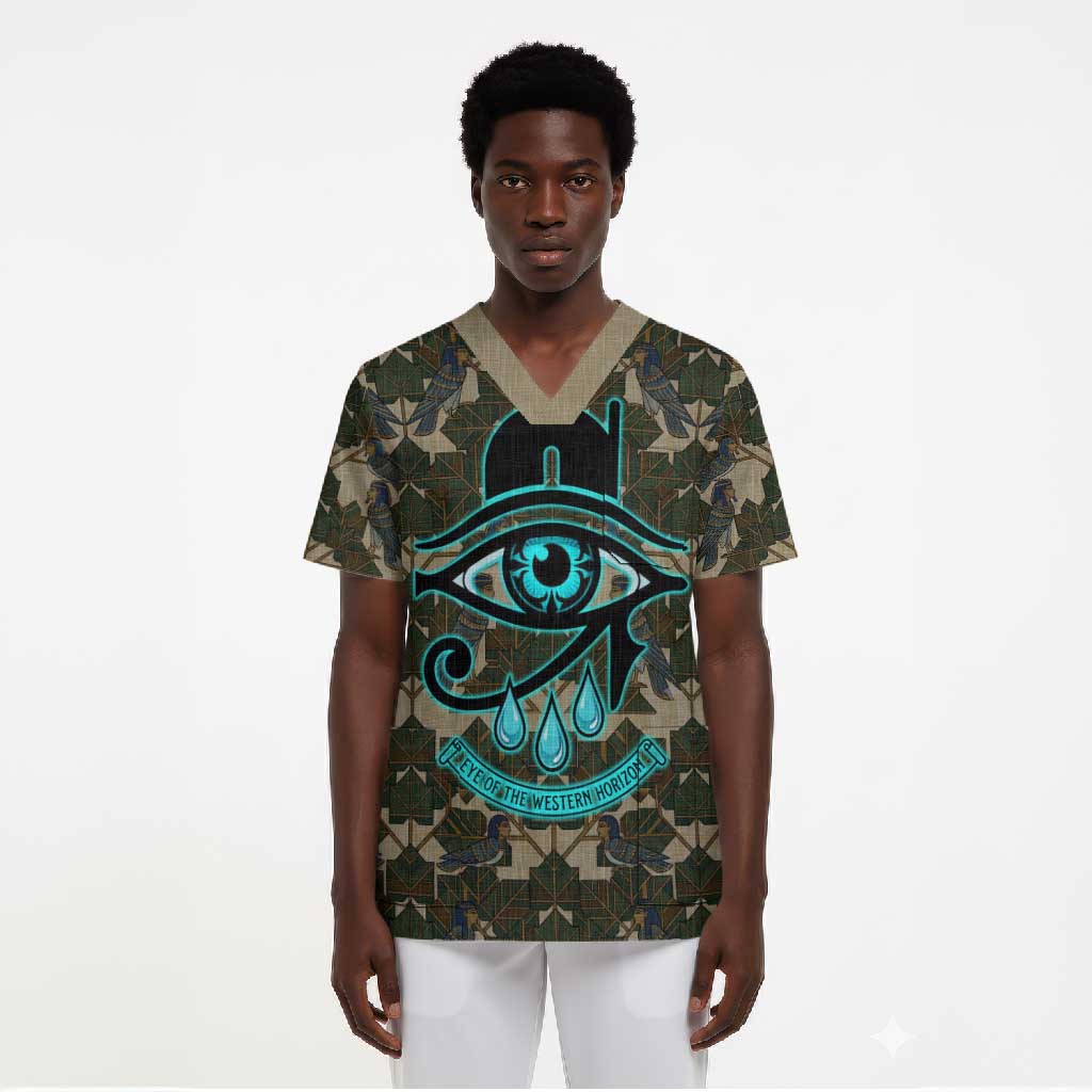 Imentet Egyptian Scrub Top with Eye of Horus and Eternal Tree in Afterlife