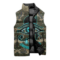 Imentet Egyptian Sleeveless Puffer Jacket with Eye of Horus and Eternal Tree in Afterlife