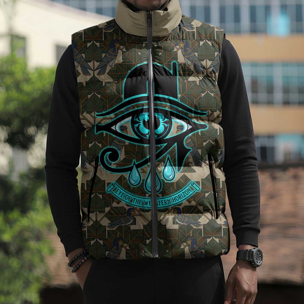 Imentet Egyptian Sleeveless Puffer Jacket with Eye of Horus and Eternal Tree in Afterlife