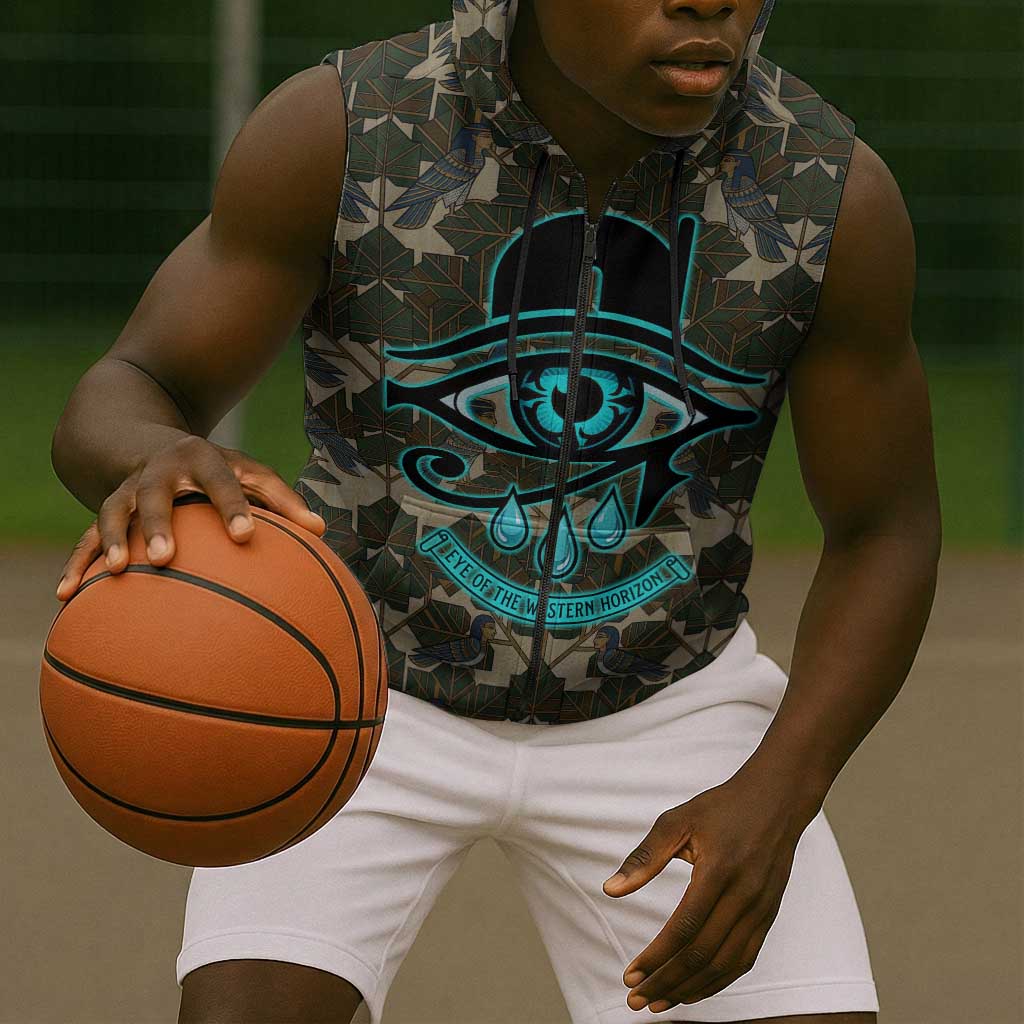 Imentet Egyptian Sleeveless Zip Hoodie with Eye of Horus and Eternal Tree in Afterlife
