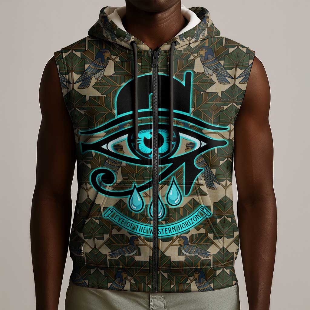 Imentet Egyptian Sleeveless Zip Hoodie with Eye of Horus and Eternal Tree in Afterlife