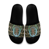 Imentet Egyptian Slide Sandals with Eye of Horus and Eternal Tree in Afterlife