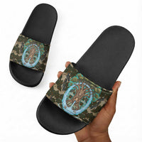Imentet Egyptian Slide Sandals with Eye of Horus and Eternal Tree in Afterlife