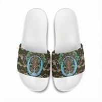 Imentet Egyptian Slide Sandals with Eye of Horus and Eternal Tree in Afterlife