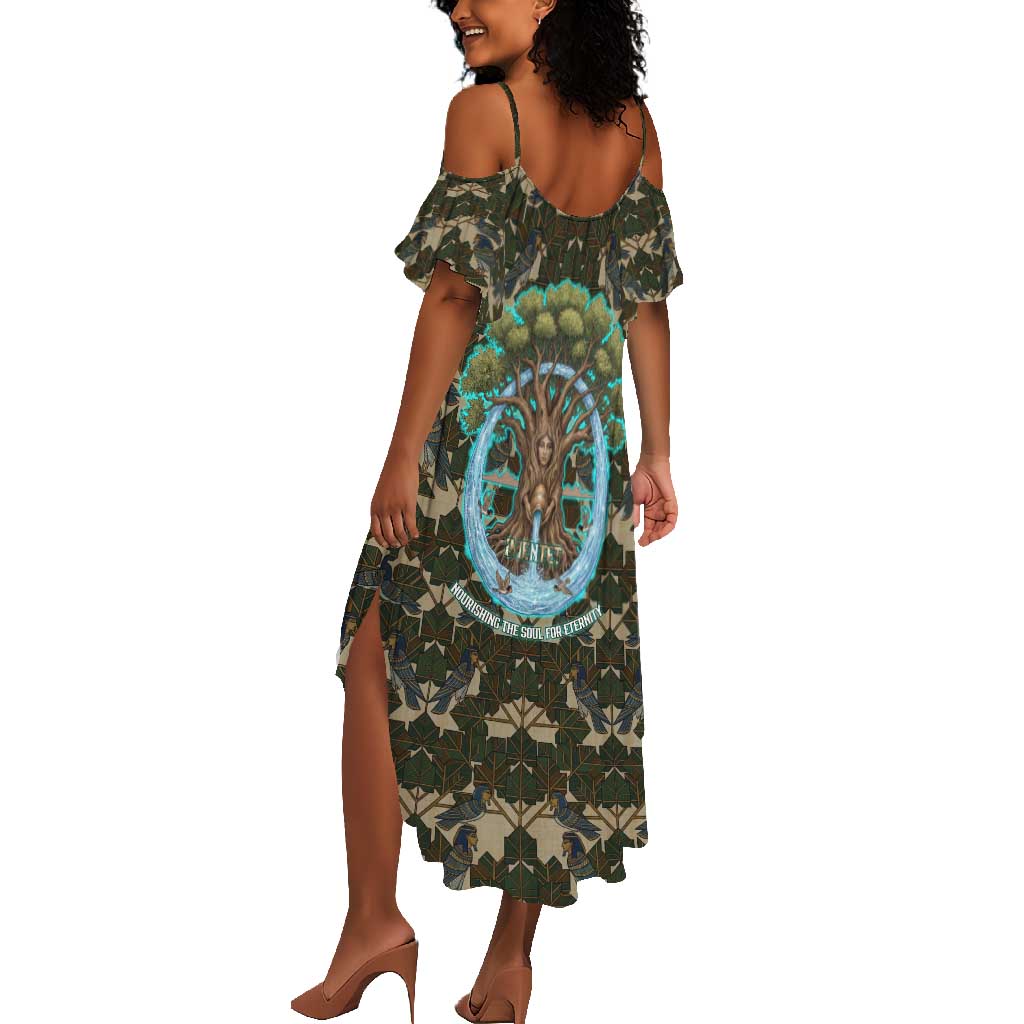 Imentet Egyptian Summer Maxi Dress with Eye of Horus and Eternal Tree in Afterlife