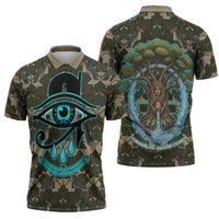 Imentet Egyptian Zipper Polo Shirt with Eye of Horus and Eternal Tree in Afterlife
