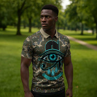 Imentet Egyptian Zipper Polo Shirt with Eye of Horus and Eternal Tree in Afterlife