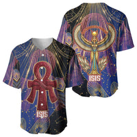 Isis Ankh Symbol Baseball Jersey with Celestial Wings in Ancient Egyptian Cosmic