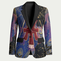 Isis Ankh Symbol Blazer with Celestial Wings in Ancient Egyptian Cosmic