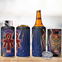 Isis Ankh Symbol 4 in 1 Can Cooler Tumbler with Celestial Wings in Ancient Egyptian Cosmic