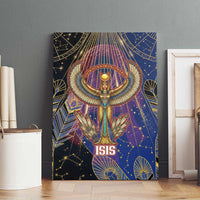 Isis Ankh Symbol Canvas Wall Art with Celestial Wings in Ancient Egyptian Cosmic