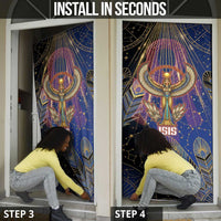 Isis Ankh Symbol Door Cover with Celestial Wings in Ancient Egyptian Cosmic