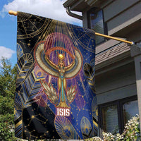 Isis Ankh Symbol Garden Flag with Celestial Wings in Ancient Egyptian Cosmic
