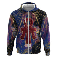 Isis Ankh Symbol Hoodie with Celestial Wings in Ancient Egyptian Cosmic