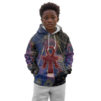 Isis Ankh Symbol Kid Hoodie with Celestial Wings in Ancient Egyptian Cosmic