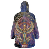 Isis Ankh Symbol Kid Wearable Blanket Hoodie with Celestial Wings in Ancient Egyptian Cosmic