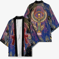 Isis Ankh Symbol Kimono with Celestial Wings in Ancient Egyptian Cosmic