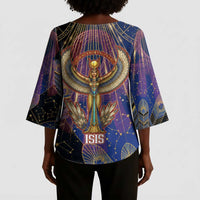 Isis Ankh Symbol Kimono Sleeve Blouse with Celestial Wings in Ancient Egyptian Cosmic