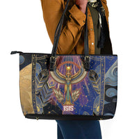 Isis Ankh Symbol Leather Tote Bag with Celestial Wings in Ancient Egyptian Cosmic