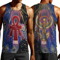 Isis Ankh Symbol Men Tank Top with Celestial Wings in Ancient Egyptian Cosmic