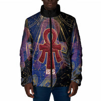 Isis Ankh Symbol Padded Jacket with Celestial Wings in Ancient Egyptian Cosmic