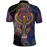 Isis Ankh Symbol Polo Shirt with Celestial Wings in Ancient Egyptian Cosmic